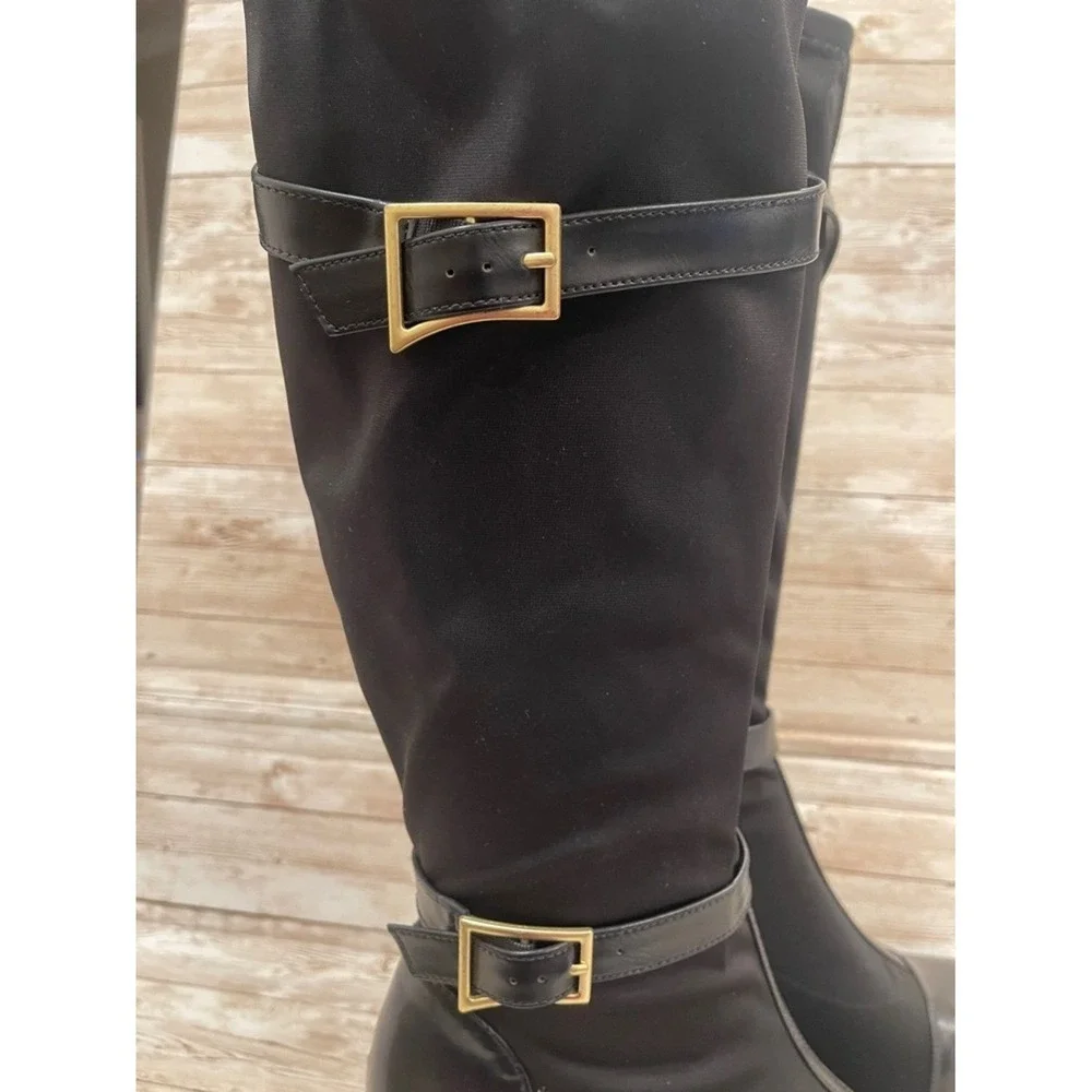Journee Collection‎ Black Over-The-Knee Block Heel Boots Buckle Size 9XWC NEW